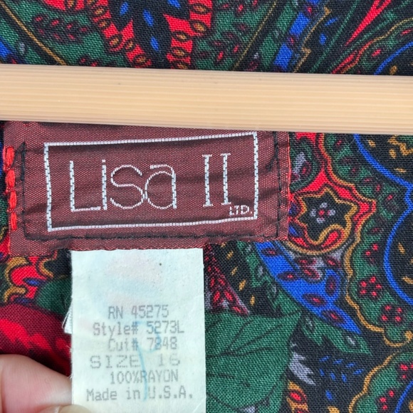 VTG 90s Lisa II Christmas Midi Dress 16 Floral Lace Collar Cottage Prairie Retro - Picture 6 of 13